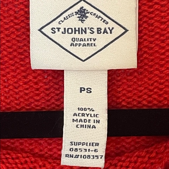 St. John's Bay Classic Red Holiday Sweater Women’s Petite Small Cheers - Picture 2 of 5